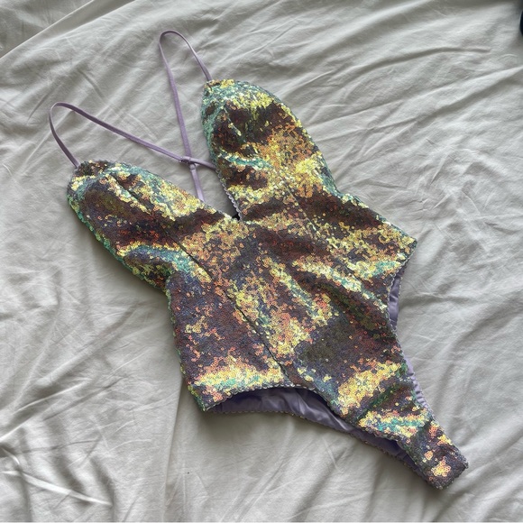 For Love and Lemons Glimmer Sequin Bodysuit - Picture 5 of 9